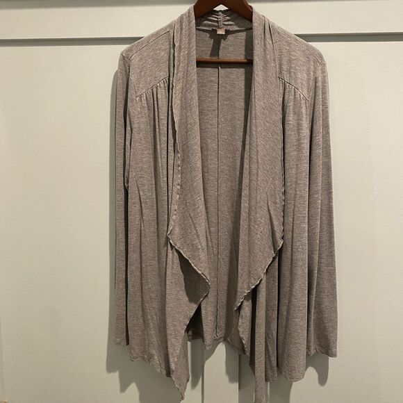 J Jill Cardigan Women’s Medium Grey open Front Waterfall Lagenlook Light Layer - Picture 1 of 11